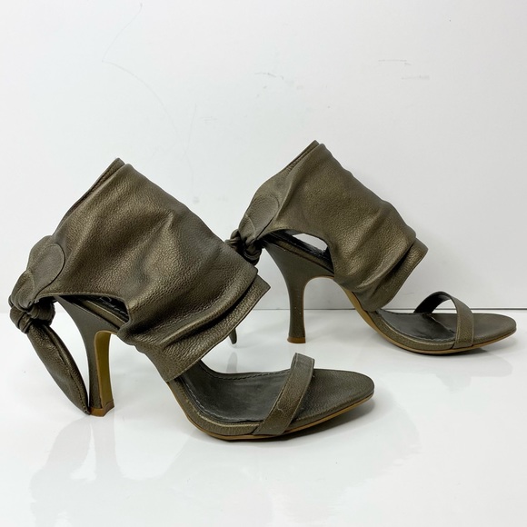 Linea Paolo Ruched Leather Wrapped Sandals - Picture 4 of 8